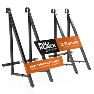 Solarway Balkonkraftwerk Halterung Geländer, Fassade und Flachdach Befestigung für 2 Solarmodule Halterung schwarz Set Neigungswinkel 10-30°| Schwarz