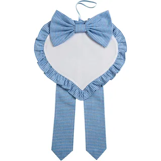 Filet - Schleife zur Geburt für Neugeborene in Herzform aus Aida-Stoff zum Besticken, aus gefärbter Vichy-Baumwolle, hergestellt in Italien, Farbe Hellblau