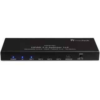FeinTech VSP01401 HDMI 2.0 Splitter 1 auf 4 Verteiler Ultra-HD 4K@60Hz YUV 4:4:4 HDR HDCP 2.2 EDID 18 Gbps