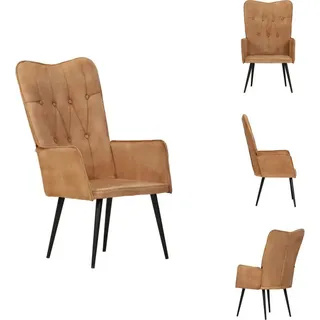 vidaXL Ohrensessel Braun Canvas - Sessel - Braun