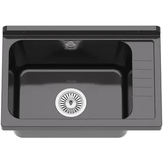 QLS Ausgussbecken 58 x 26,7 cm Schwarz