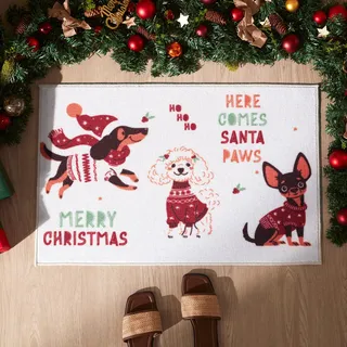 Sonive Fußmatte Außen Innen 50 x 80 cm, Fußabtreter mit WeihnachtsTier Muster rutschfeste Schmutzfangmatte Türmatte waschbar Fußabtreter Eingangsteppich für Hund, Eingang, Haustür & Flur