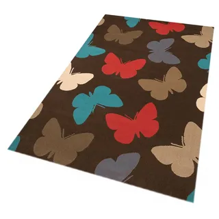 Zala Living Butterflies Design Velours Kinderteppich, Popypropylen, Braun, 200 x 140 x 0,9 cm