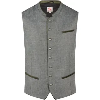 Trachtenweste SPIETH & WENSKY "Hakim", Herren, Gr. 50, grün, Obermaterial: 100% Polyester PES. Futter: 70% Baumwolle CO. 27% Polyamid PA. 3% Elasthan EL. 70% Baumwolle CO. 27% Polyamid PA. 3% Elasthan EL., meliert, festlich, regular fit, ohne Ausschnitt, Westen Trachtenweste, Klassischer Stehkragen mit Samt-Details