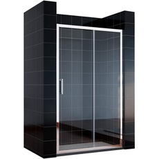 SONNI Schiebetür Dusche 130 cm Duschtüren Duschabtrennung Glasschiebetür Höhe 185 cm Klarglas Duschwand Duschkabine