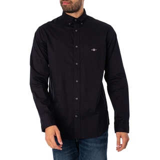 GANT Herren Reg Poplin Shirt Klassisches Hemd, Schwarz, XXL EU