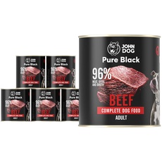 JOHN DOG Pure Black - 96% Fleisch - Premium Nassfutter für Hunde - Hypoallergenes Hundefutter - Glutenfrei Nassfutter - 100% Natürliche Zutaten - 6 x 800g - (RINDFLEISCH)