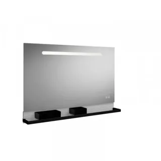 burgbad Fiumo Lichtspiegel, mit horizontaler LED-Beleuchtung, mit Metallreling, 1200x700mm, SFXP120F3959, Farbe: Eiche Dekor Cashmere