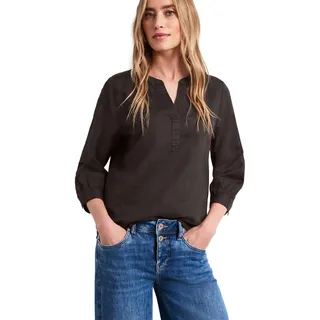 Street One Bluse mit Split Neck aus Leinenmix Espresso Brown 42