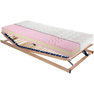 Sleeptex Matratzenset , Holz , 2-teilig , Birke, Buche , Schichtholz , H3 , Höhe ca. 16 cm , 120x200 cm , Grüner Punkt, Lga, Textiles Vertrauen - Oeko-Tex®, Hohenstein, Made in Germany, DIN EN ISO 9001, Oeko-Tex® Standard 100 , Härtegradauswahl, Bezug abnehmbar/waschbar, Ober- und Unterseite versteppt, wendbar, optimale Belüftung, mit Aloe Vera, Tragegriffe, atmungsaktiv, schadstoffgeprüft, bessere Druckentlastung durch Noppenstruktur, alternative Größen erhältlich,Federholzleisten verleimt, bewegliche