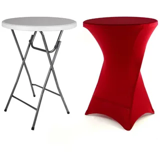 VCM Partytisch rund klappbar Ø 80 x 80 cm rot
