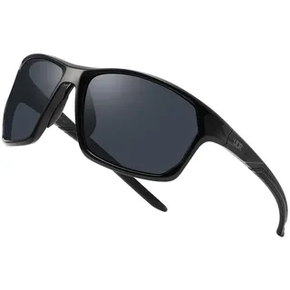 ULTR Sonnenbrille Herren Polarisiert RAYZ - Sport Sonnenbrille für Damen - Bequeme Sportbrille Verspiegelt für Fahrrad, Sport, Laufen, Retro Sunglasses Men (Schwarz (Schwarzes Glas))