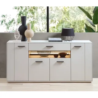 Wohn-Concept Como Sideboard Holzwerkstoff/Granit Steinfurnier Sahara Creme lackiert