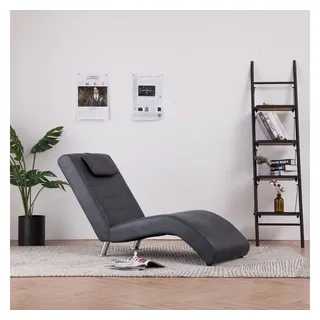 vidaXL Chaiselongue mit Kissen Grau Wildleder-Optik