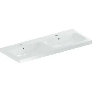 Geberit iCon Light Doppelwaschtisch, 120 cm x 48 cm, mit 2 Hahnlöcher, mit Überlauf,501838, 501.838.00.1, Farbe: weiß