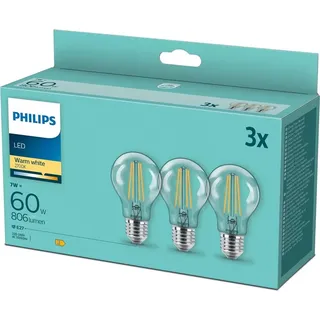 Philips LED 77777700 LED EEK E (A - G) E27 7W 60W Clear 3-pack