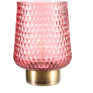 Pauleen Rose Glamour Tischleuchte Glas Tischlampe Timerfunktion 6H Batterie Glaslampe ohne Kabel Rosa Glas/Metall