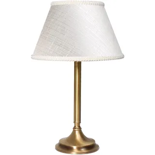 Nachttischlampe Tischleuchte E14 32,5 cm Messing Stoff in Bronze Weiß massiv