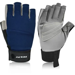 Intra-FIT Kletterhandschuhe Half-Fingerhandschuhe Kunstleder Arbeitshandschuhe Abriebschutz Kletter-Sporthandschuhe Seilhandschuhe für Abseilen, Bergsteigen, Abenteuer, Outdoor-Sport,Rettung