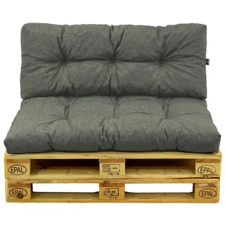 AMPO Palettenkissen Set Sitz + Rückenkissen Palettenpolster Auflage 120x80 cm - Grau