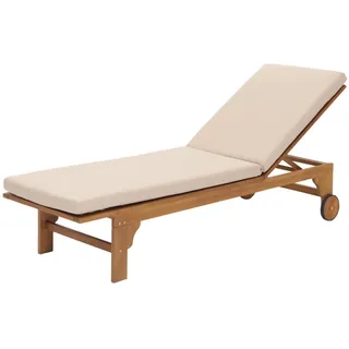 MCW Sonnenliege Beige , Holz , 66x110x200 cm , Gartenmöbel, Gartenliegen