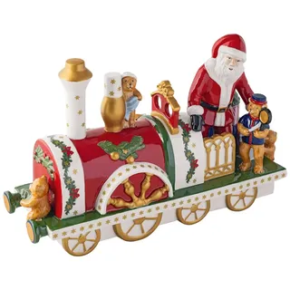 Villeroy & Boch Christmas Toy's Lokomotive Bunt, Weihnachten, Weihnachtsdekoration für Innen, Figur für Tisch, Regal und Fensterbank, Dekofigur, Winterdekoration, Porzellan