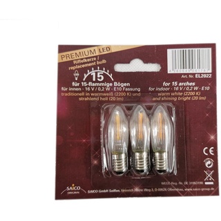 LED-Ersatzlampe/ Riffelkerze 15-flammige Lichterbögen 16 V, 0,2 W 3er-Blister