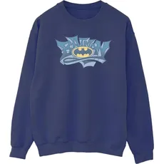 Dc Comics, Herren, Pullover, Batman Graffiti Logo Baumwolle Sweatshirt, Blau, (L)