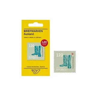 Porto bis 30.04.2025: Österreichische Post 1,20 € Briefmarken ECO S "Czismen Schaftstiefel - Rechnitz" selbstklebend, 4 St.