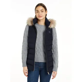 Tommy Hilfiger Steppweste »HERITAGE DOWN TYRA VEST WITH FUR«, mit Logopatch, blau