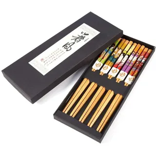 Yosoo 5 Paar Japanische Sushi-Stil Essstäbchen -Set Bambus Essstäbchen-Set