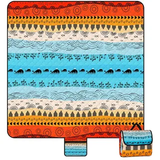 Outdoor Picknickdecke Wasserdicht, 200x200cm Stranddecke Sandfrei mit Wärmeisoliert Unterseite, Tragbare Waschbar Picnic Blanket für 4-6 Personen, Strandmatte für Strand, Picknick, Wandern, Reisen