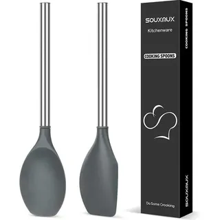 Silikon-Spatel-Set, hitzebeständig, Edelstahl-Griff, für Kochen, Backen