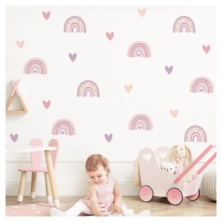 Little Deco Wandtattoo Regenbogen mit Herzen Set Wandsticker für Babyzimmer Mädchen Wandaufkleber für Kinderzimmer Schlafzimmer Deko DL997-05