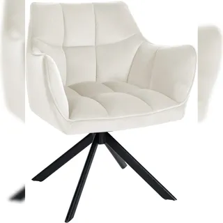 CLP Esszimmerstuhl Swing Samt creme schwarz