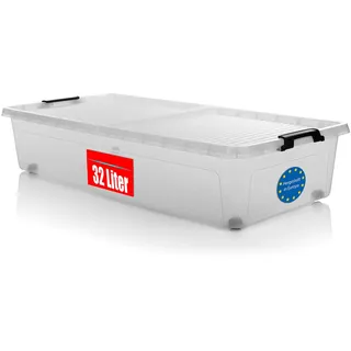 BigDean Unterbettbox Scharnierbox flach 32 Liter Box - Weiß