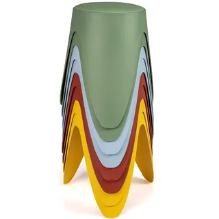 FANTASK Sitzhocker Set, stapelbare Hocker 8er Set rund mit Sitzkissen, tragbare Esszimmerhocker platzsparend, stabile Stapelstühle Ø39 x 46 cm für Klassenzimmer, Wohnzimmer, Esszimmer (Bunt)