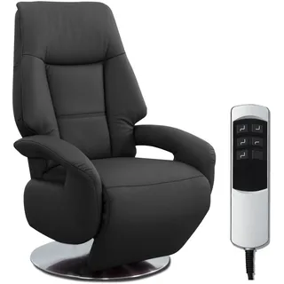 Cavadore Ledersessel Edinburgh / Fernsehsessel mit elektrisch verstellbarer Relaxfunktion / 2 E-Motoren / 74 x 114 x 77 / Echtleder: schwarz