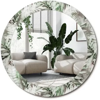 Wallfluent Spiegel Rund Ø 70 cm mit Aufdruck , Multicolor , Glas , 70x70x0.4 cm , Spiegel, Wandspiegel