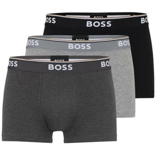 BOSS Herren 3er-Pack Shorts aus Stretch-Baumwolle, Normale Passform Badehose, Grau/Anthrazit/Schwarz, Medium