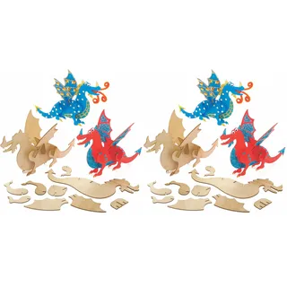 Baker Ross AX842 Drachen Holzbastelset, chinesisches Neujahrs-Bastelset für Kinder, 3 Stück (Packung mit 2)