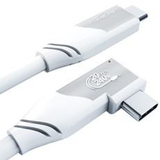 KabelDirekt – gewinkeltes USB C Kabel All-in-One, USB 3.2 Gen 2x2 – 2 m (überträgt Daten/Video mit 20Gbit/s, lädt mit 240W dank PD3.1, funktioniert als Datenkabel/Ladekabel/Monitorkabel, Weiß)