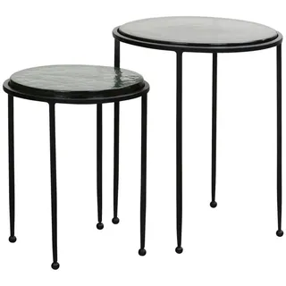 Mid.you Satztisch , Grün, Schwarz , Glas , 2-teilig , rund , eckig , Wohnzimmer, Wohnzimmertische, Beistelltische