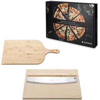 Navaris Pizzastein 38 x 30 cm Cordierit beige