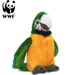 WWF - Plüschtier - Grüngelber Ara Papagei (mit Sound, 14cm) lebensecht Kuscheltier Stofftier