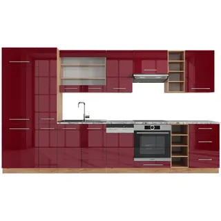 Vicco Küchenzeile Fame-Line 355 cm Bordeaux Hochglanz