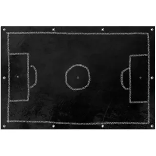 Wallario Outdoor-Poster für Garten oder Balkon, Motiv Fußballfeld aus Kreide, in ca. 100 x 150 cm - Schwarz