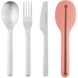 BergHoff Reisebesteck Set 4-teilig (Essbesteck aus Edelstahl, mit Silikonhülle, Besteck spülmaschinenfest, Camping Besteck, Besteck-Set To go) 3950130