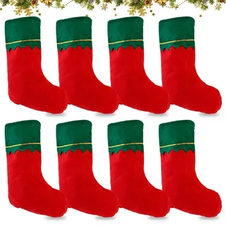 8 Stück Weihnachtsstrümpfe,Nikolaussocke Zum Aufhängen,Weihnachtsbaum Socken,Weihnachtsstrumpf Für Kamin,Weihnachtsbaum Kamin Deko,Weihnachtsdeko Amerikanisch Bonbontasche,Nikolausstrumpf (Grün)