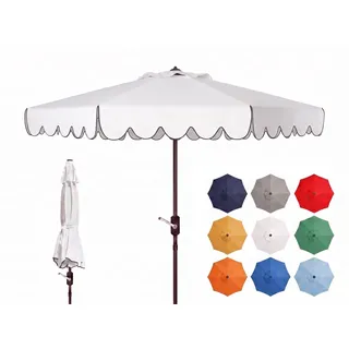 SAFAVIEH Metall Terrassenschirm, Weiß und Schwarz, 255 X 255 X 248 cm